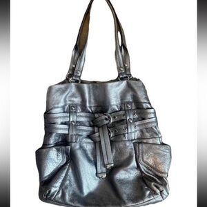 B. Makowsky Shimmering Silver Shoulder Bag